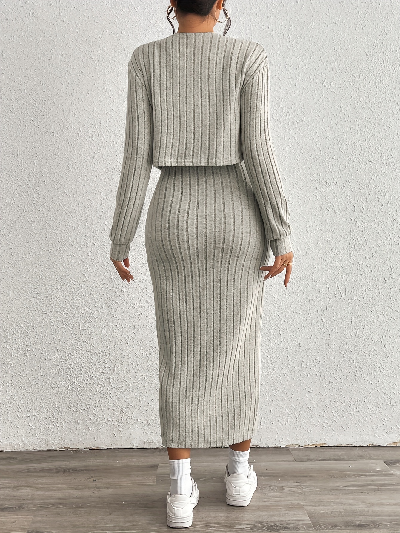 long sleeve garter dress London Times T6372M - Knee-Length Jersey A-Line Dress