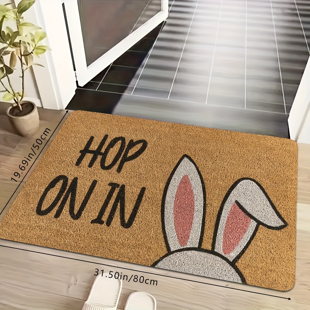 TEMU 1pc, Spring Summer Decor Easter Applicable, Rabbit Ear Pattern Welcome Door Mat, Soft Mat, Soft Absorbent And Washable, Suitable For Doorway