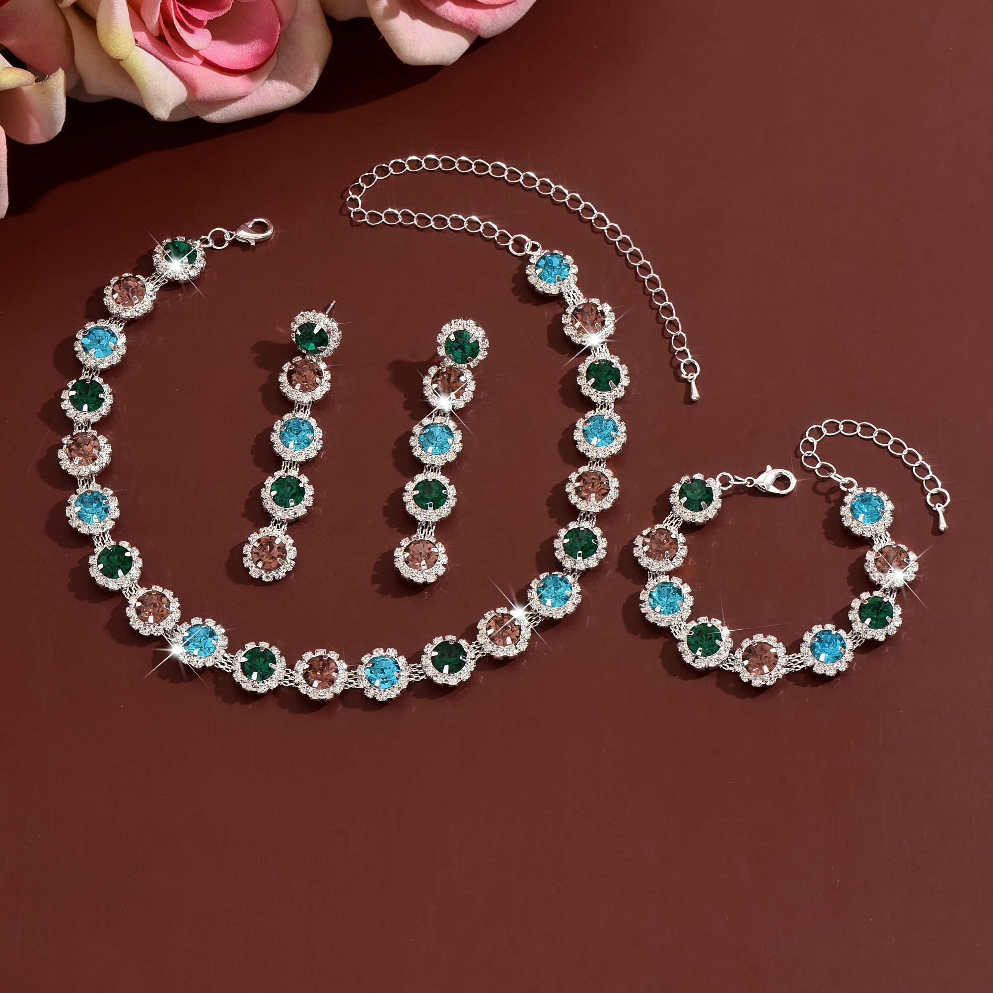 Women's Retro Luxurious Color-Block Jewelry Set