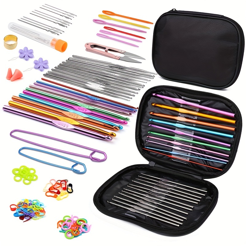 

110pcs Crochet Set, Crochet Set Storage Box, Ergonomic Knitting Stitching Diy Art Tool, Suitable For Crochet Enthusiasts, , Accessor