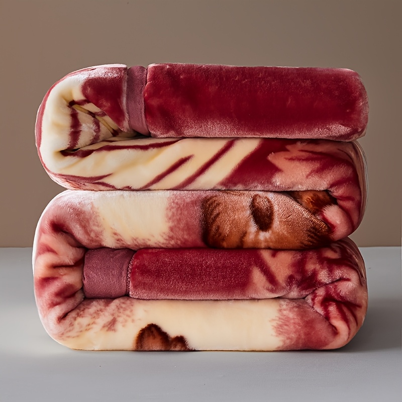 1pc warm plush blanket,   polyester throw with classic   - lightweight, fluffy & machine washable for bedroom, sofa, dorm, and outdoor use;     Product details 0