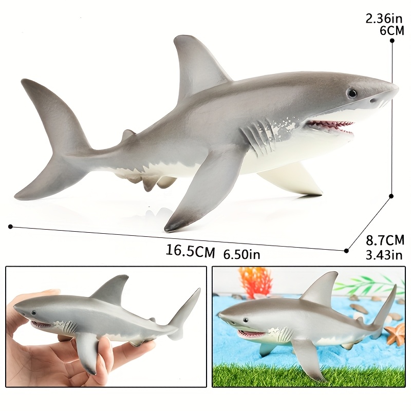 Image of Pvc Shark Toy Model, White And Grey Color, For Birthday Gifts, Holiday Gifts, Static Decoration And Simulated Scenes