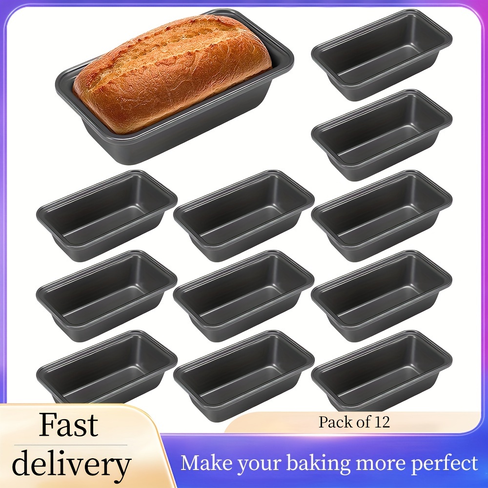 

12 Mini Baking Pan For Baking Bread Non-stick Small Tin 6.1 X 3.3 X 2.1 Inch Non-stick Carbon Steel Mini Roast Pan For Oven And Baking (light Grey)
