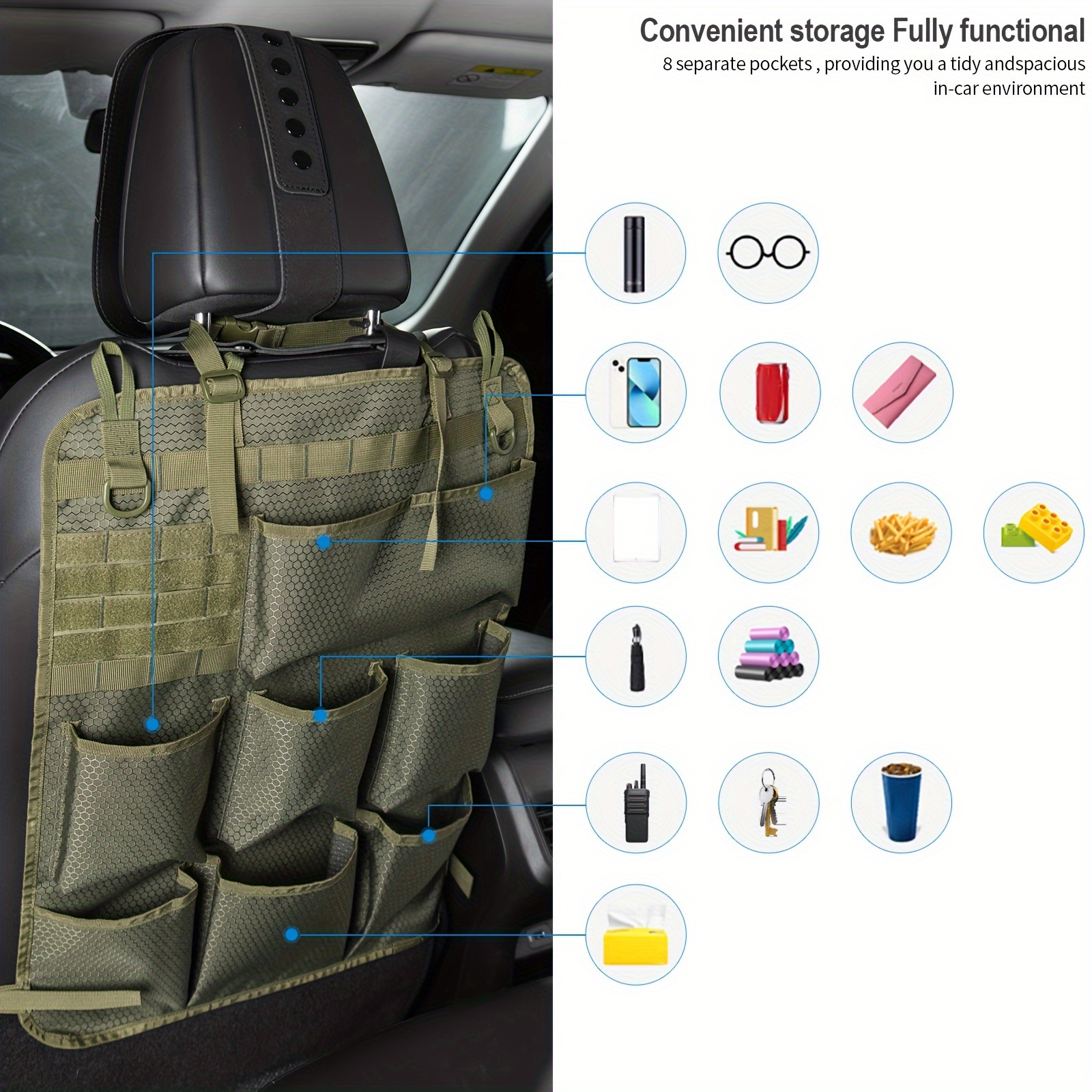 Car Seat Back Organizer Camping Accessories Wash Bag - Temu