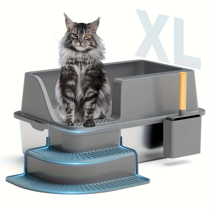 

1pc Xl Steel Cat Box Lid - -, , , Non-sticky, -, , Detachable, Includes & Pad