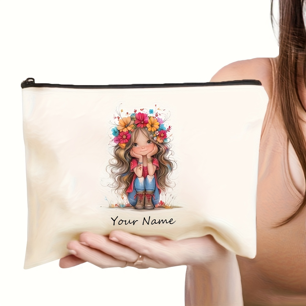 TEMU Borsa Trucco Personalizzato e Motivo - Borsa Cosmetici a Tema Cartoon per Donne, Regalo Resistente in Tessuto per , Figlia, Amica per Laurea,