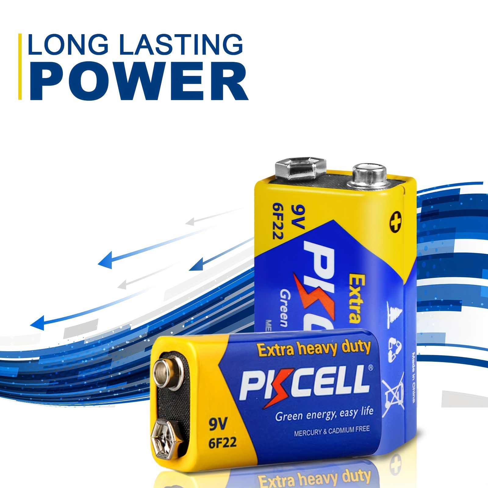 

2pcs Pkcell 9v Batteries, Carbon Zinc 6f22 Battery, Suitable For Smoke Detectors, Ultra Long-lasting Battery Life