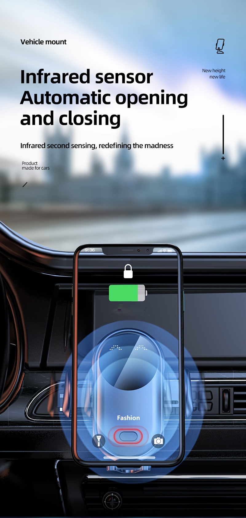 car wireless charger stand auto clamping magnetic infrared smart induction wireless charging station air vent bracket moblie phone holder for iphone 16 15 14   pro   for galaxy s25 s24 s23 ultra for xiaomi car dashboard accessories details 2