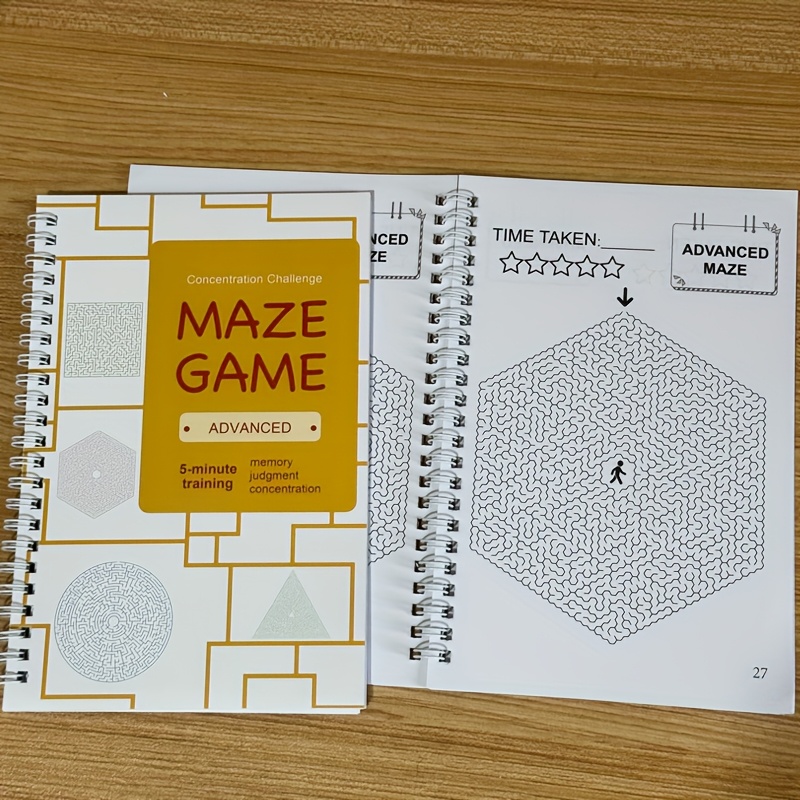 Advanced Maze Workbook For Teens 3-12 And Up - Spiral Bound Brain Teasers For Training Concentration And Thinking - Perfect Christmas Gift For Teens, Training | Spiral Bound Book
