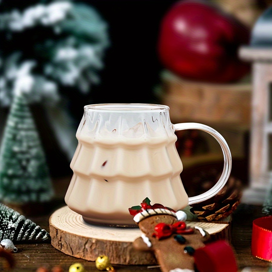 

Tasse à Café en Verre Arbre de Noël 10oz - Résistante à la Chaleur, Isolée avec Poignée pour , Avoine, Thé de l'Après-Midi, Latte, Glace & Desserts - Cadeau pour la Saint-Valentin, Halloween, Noël