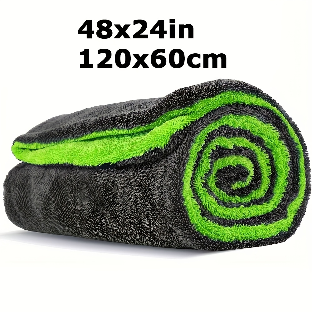 TEMU Full-sized Suv Truck Drying Towel, 48 X 24 Inches Dual-sided Microfiber Car Cleaning Towel With Twisting Yarn Technique, 1400gsm Super Absorbent, Scratch-free, Machine Washable