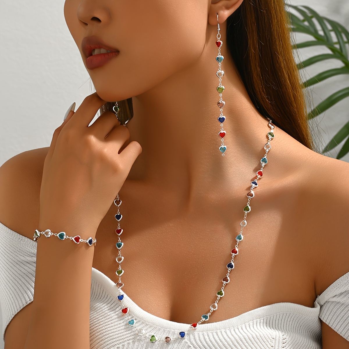 Heart-Shaped Candy Colored Beads Jewelry Set