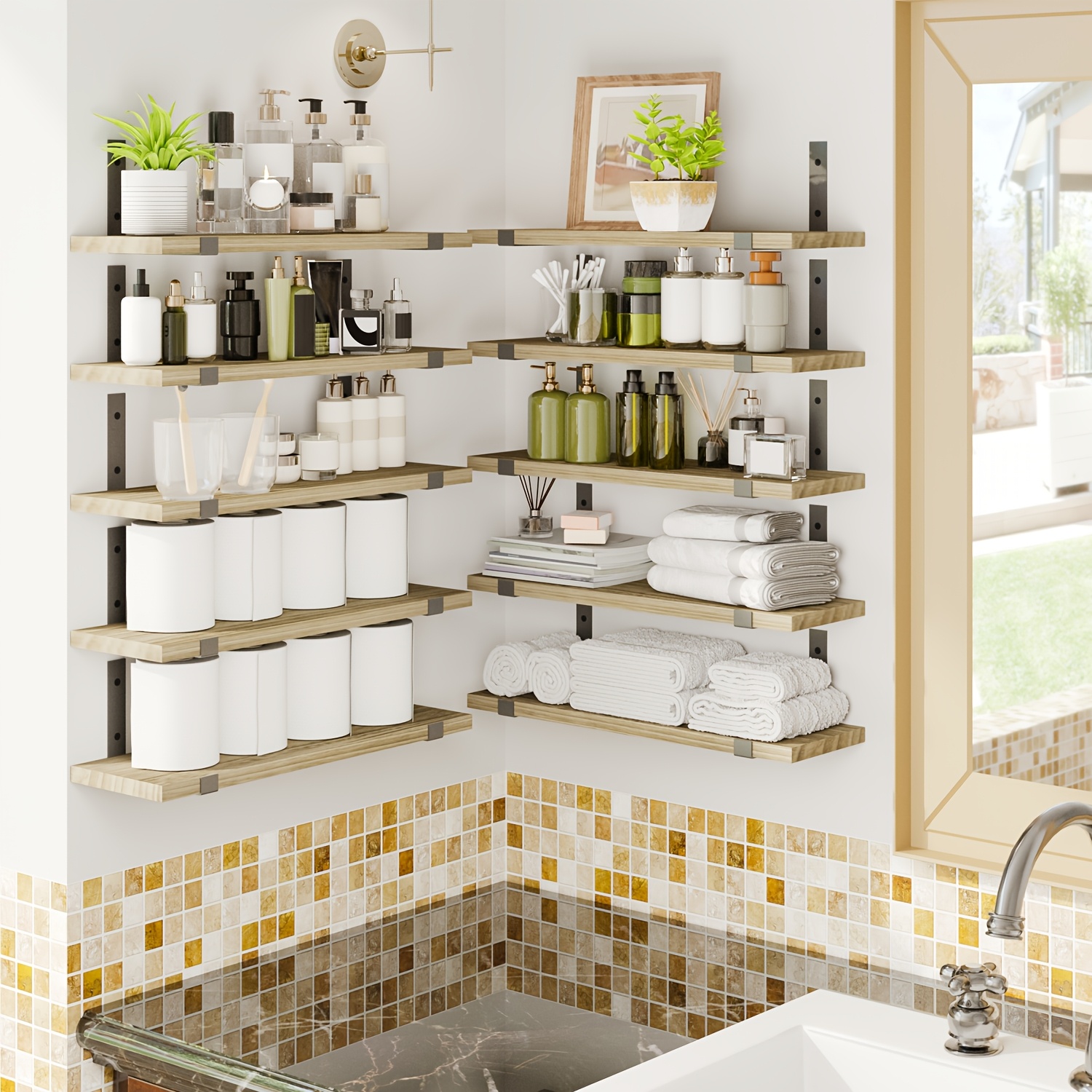 practical TOMNK 10pcs Floating Shelves for Wall, 15.8*5.9in, Wall Shelves for Bedroom, Kitchen, Bathroom Decor, Book Shelves for Living Room, Place Small Plants, Trophies, Collectibles, Books, Photos, Suitable for Home Decoration And Christmas Decoration 6 practical TOMNK 10pcs Floating Shelves for Wall, 15.8*5.9in, Wall Shelves for Bedroom, Kitchen, Bathroom Decor, Book Shelves for Living Room, Place Small Plants, Trophies, Collectibles, Books, Photos, Suitable for Home Decoration And Christmas Decoration - Image 6