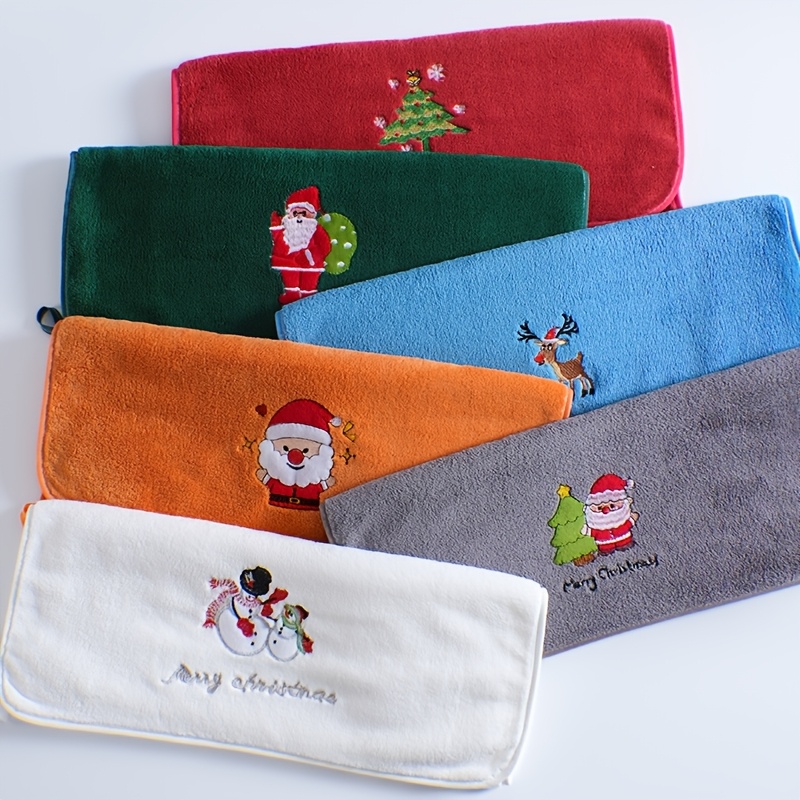 6pcs Christmas Towel Set, Hand Towels, 42-70cm, 6pcs Hand Towel Set, Ultra Soft and Thick, Quick Drying, Ideal Bathroom Supplies Suitable for Home Bathrooms, Santa Claus, Christmas Tree, Christmas Deer, Wash Cloths
