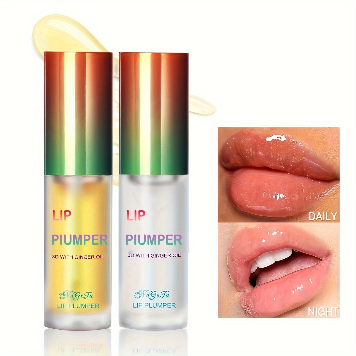 

Ginger And Mint Lip Plumper Oil Set - Glowing, Volumizing Lip Serum For Smoother, Fuller Lips