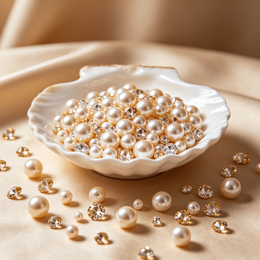 TEMU 1090pcs, Acrylic Gems And Pearls Beads Set, Vase Fillers, Wedding Table Scatter Crystals Diamonds, 14/12/8/6mm Rhinestones For Wedding, Bridal