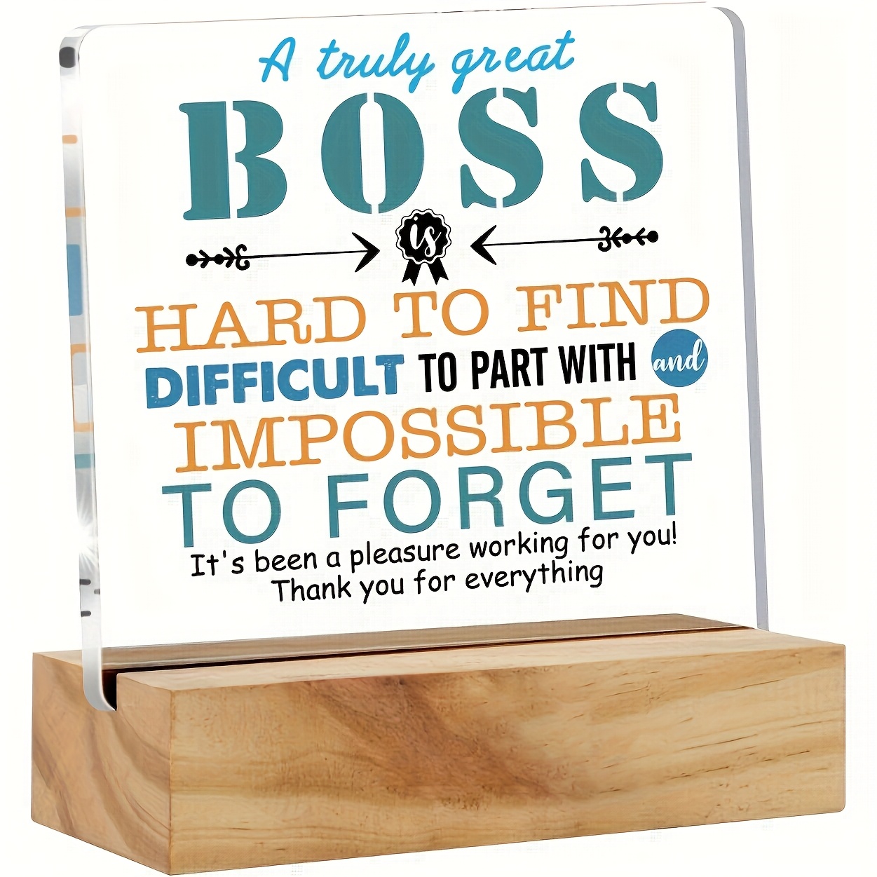 

Rustic Wooden Acrylic Desk Plaque Sign For Boss Appreciation, "a Great Boss" Engraved Keepsake, Home Office Decor, Uncharged Desk Accessory, Perfect Gift For Boss Day Or Retirement