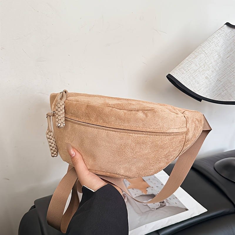 TEMU Women's Vintage Crossbody Bag With Tassel Waist/chest Harness - Adjustable Strap & Quick-release , Zipper Closure Suitable For Work, Commuting,