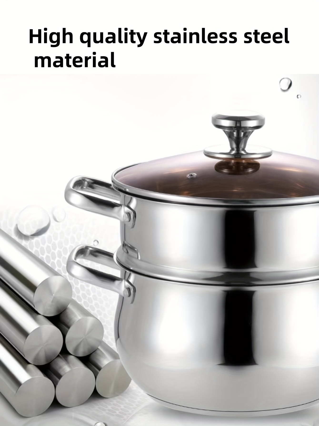 stainless steel double layer soup pot with curved handle thick multi functional cooker for home kitchens details 1