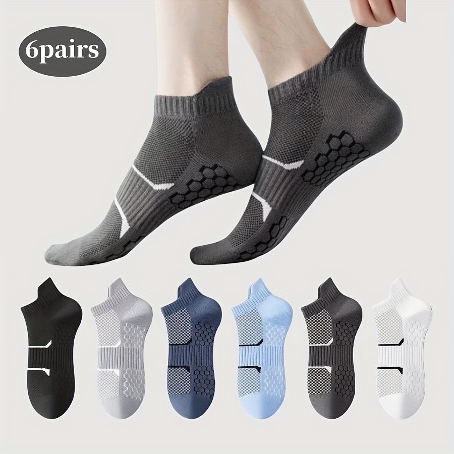 

6 Pairs Of Men's Cotton Blend Trendy Anti Odor & Sweat Absorption Low Cut Socks, Comfy & Breathable Socks, For Daily Wearing, Spring And Summer