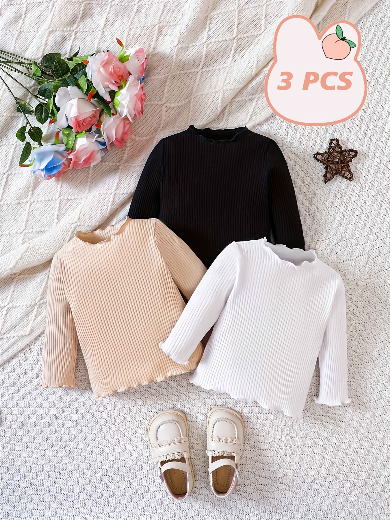 t shirts à manches longues côtelées couleur bébé pull Temu