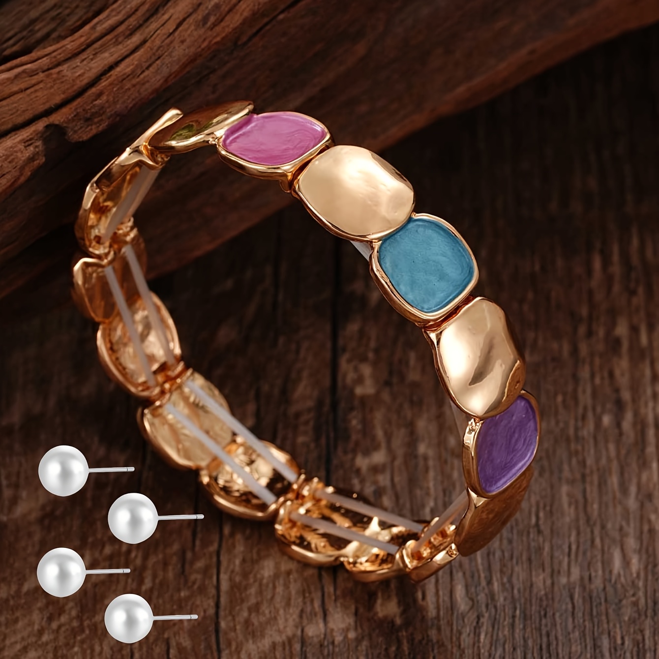 Vintage Geometric Square Bangle Bracelet for Women