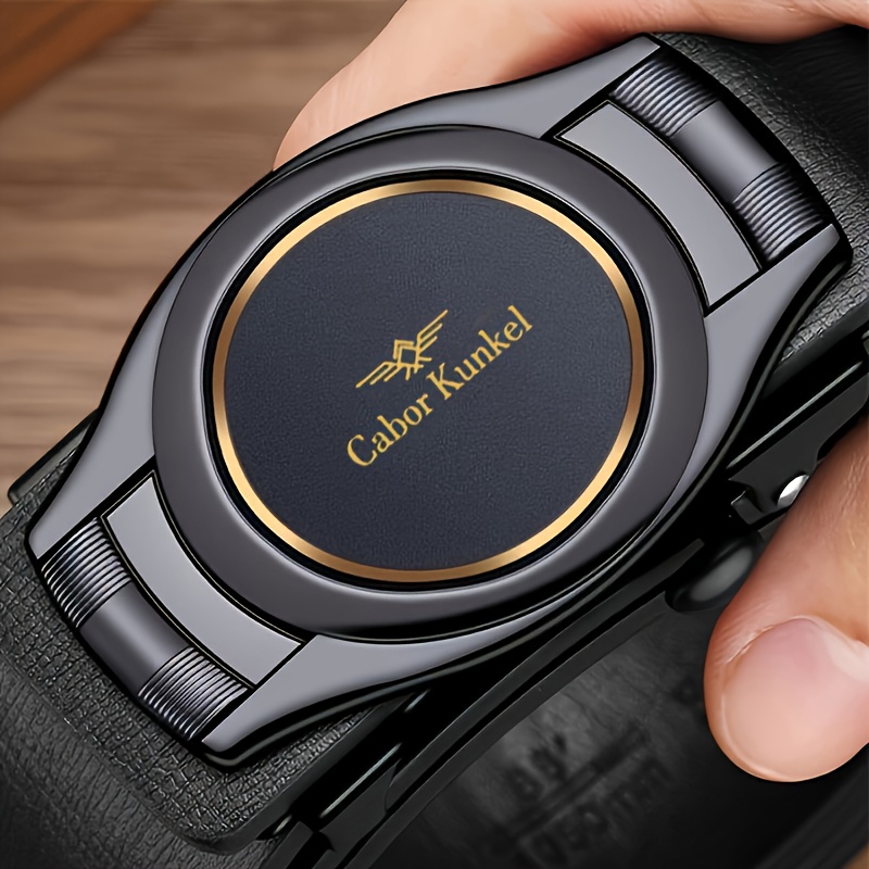 Image of Cabor Men' Belt With Elegant Golden-tone Automatic - Ideal For Business, Formal, And Casual Wear - Perfect Christmas & Spring Festival Gift