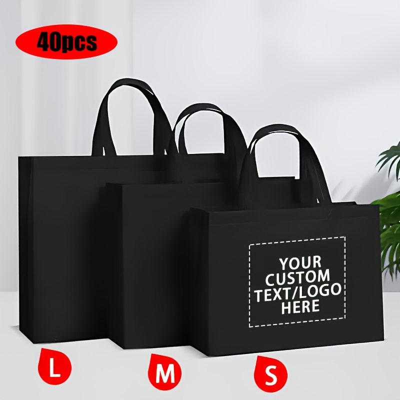 E-shop 40 Stück personalisierbare wiederverwendbare Vliestragetaschen – bedruckbar mit Text, Lesebrillen, Tiermotiven/Logos/Fotos, mit doppeltem Henkel