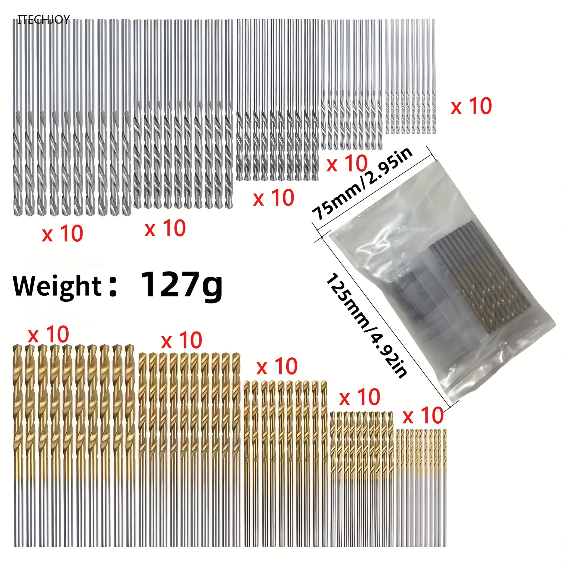 Image of 100pcs Titanium-coated Twist Drill Bit Set | Straight Shank Drill Bits | For Drilling | Must-have For Home Repairs | Compatible With Planers | For | Wear-resistant And Corrosion-re