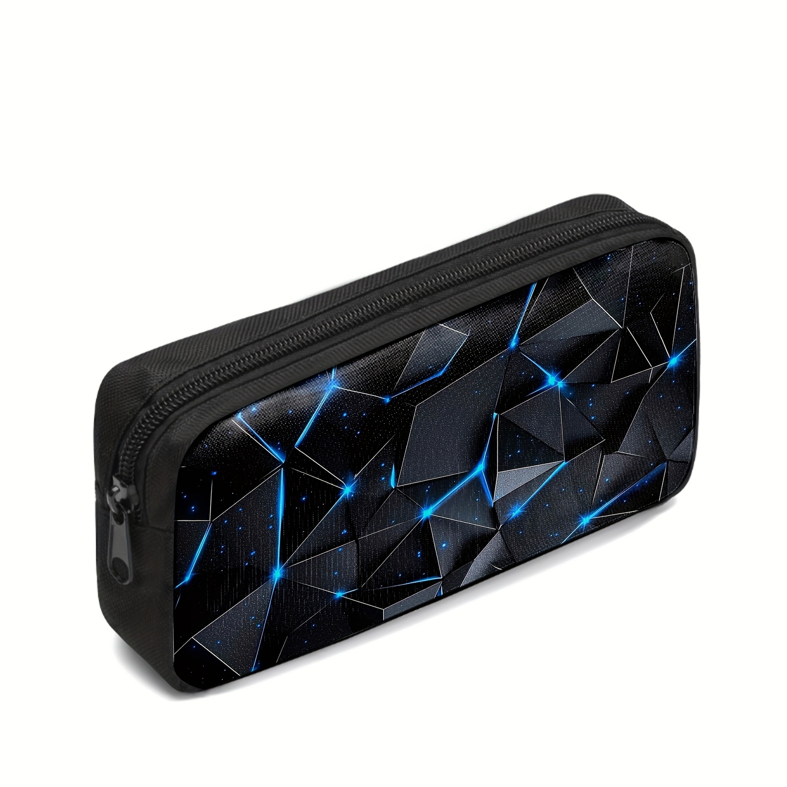 TEMU Trousse à crayons monopièce avec motif ciel étoilé géométrique d'inspiration technologique, pochette organisatrice de papeterie durable et