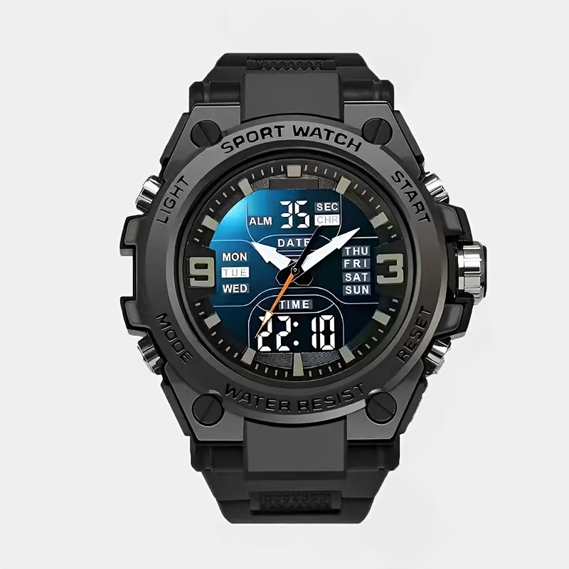 TEMU Men's Multi-sport Digital Chronograph Watch With Luminous Display And Date Function, Perfect As A Gift For , Without Battery