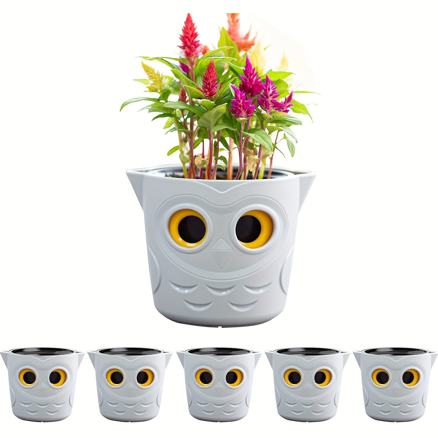 

6/12pack Plant Pots, 4" Self Watering Planters For Indoor Plants With Owl Eye Water Level Indicator, Cute Flower Pots For Succulents, African Violet, Holiday Decor Gift