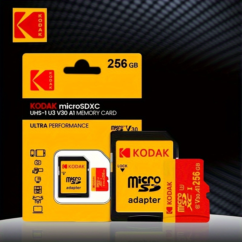 

Kodak 256gb/128gb/64gb/32gb Micro Sd Card Tf Card Red Card + Card Reader High-speed 4k Hd, Memory Expansion For Smartphones