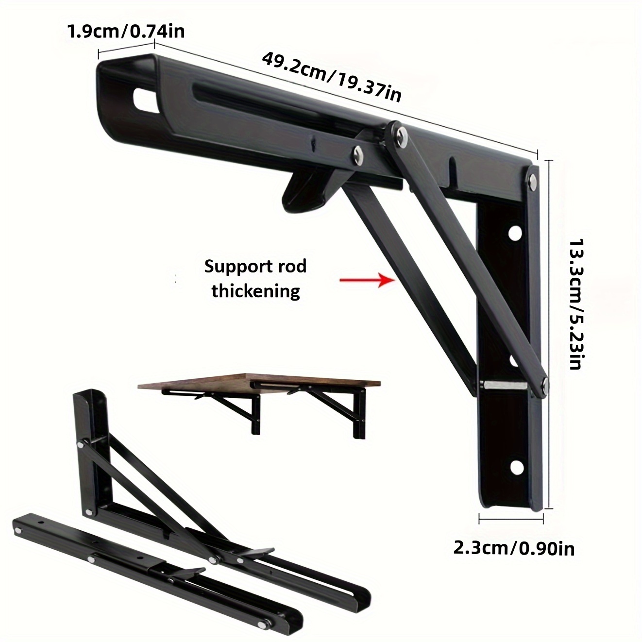 E-shop 2er-Pack 18/20 Zoll Verstellbare Wandhalterung Dreieckige Faltbare Eckwinkel Wandregal Möbel Schwerlast Ständer