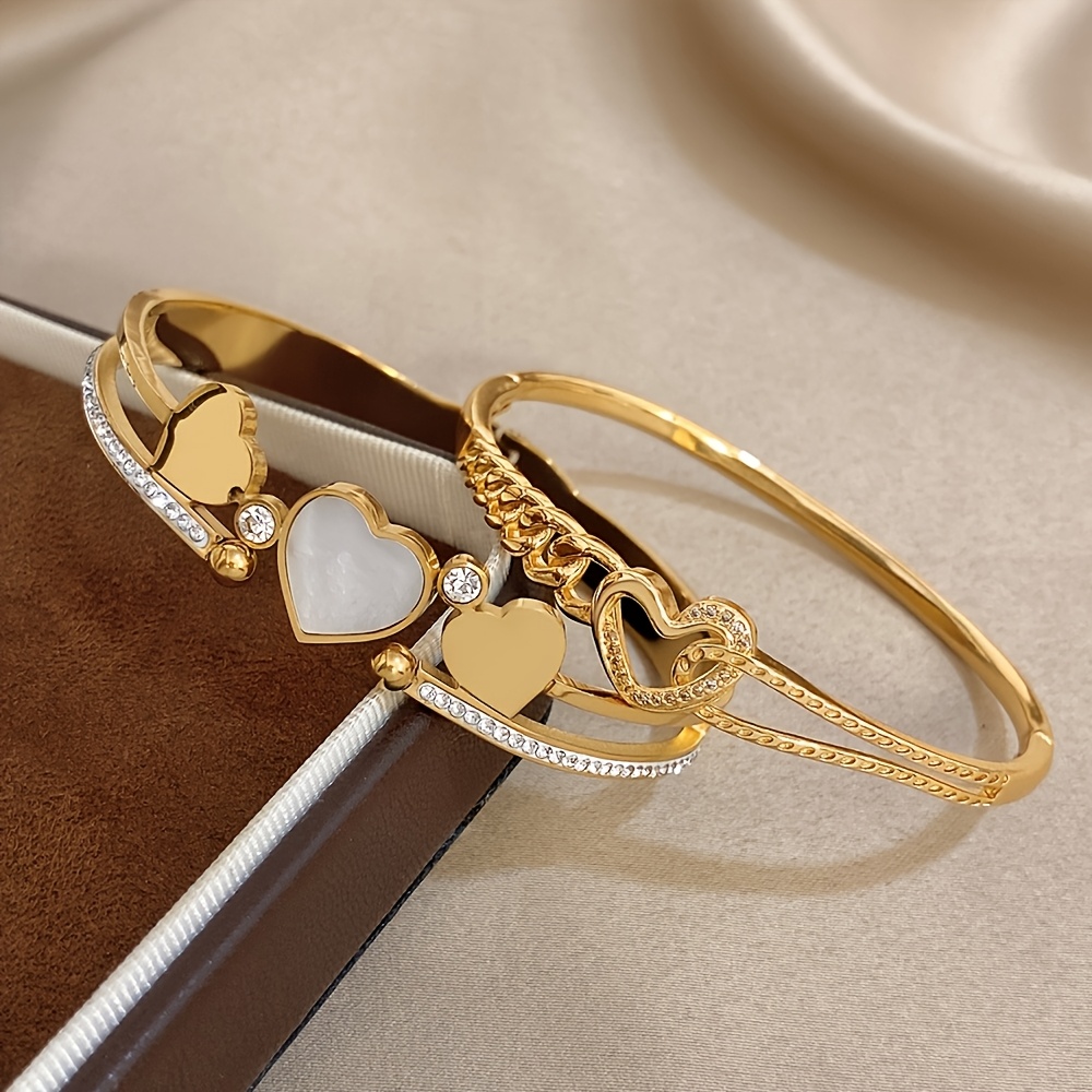 2pcs Set Romantic Heart Bangle Bracelet Set for Women