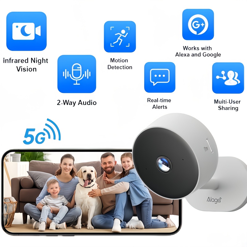 TEMU Card-style Mini Wifi Security Camera, 3mp 2k Hd Security Camera, 5g And 2.4g, With Audio, Night Vision, Motion Detection, Alarm, Cloud And Sd