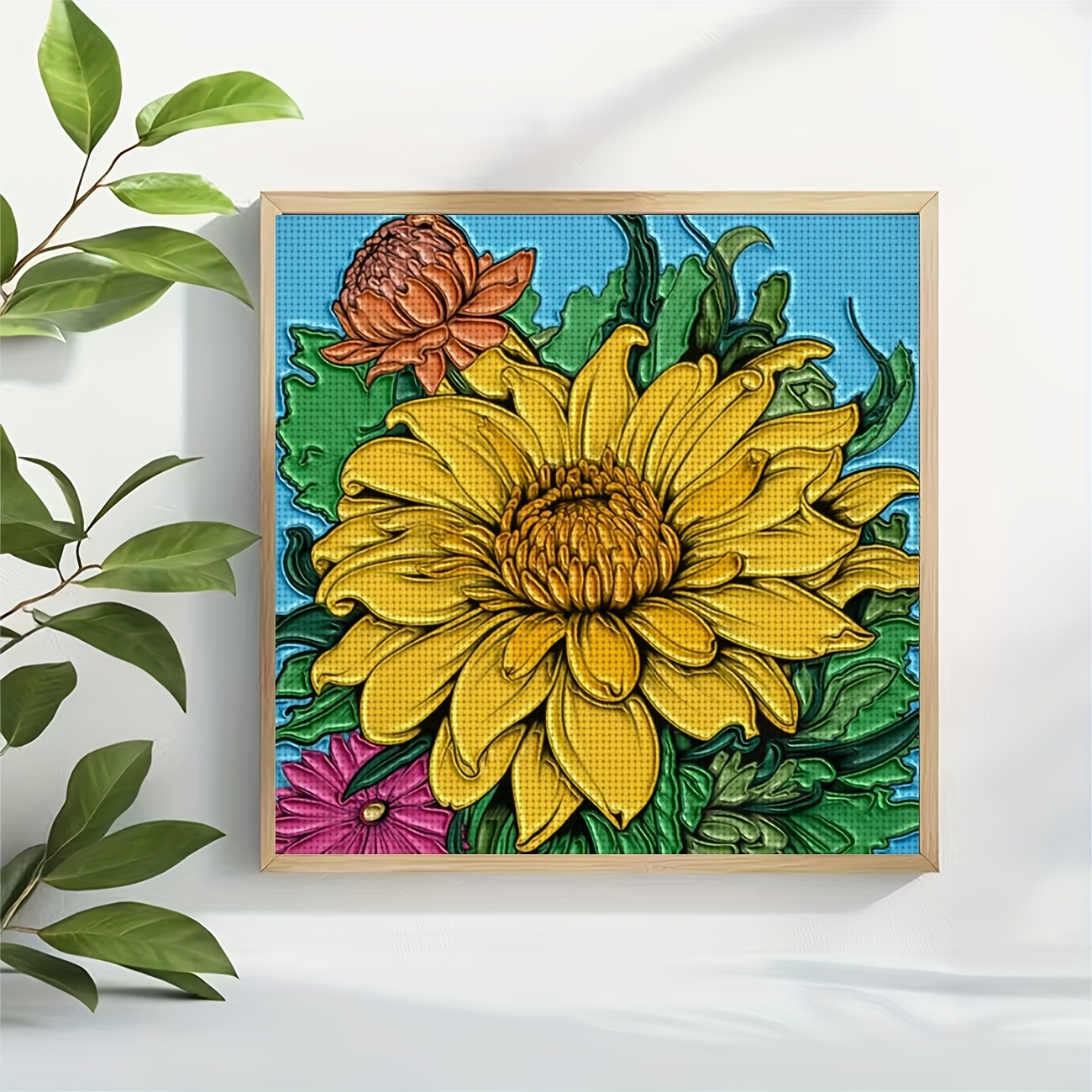 Colorful Floral Cross Stitch Kit, Frameless, Ideal for Beginners