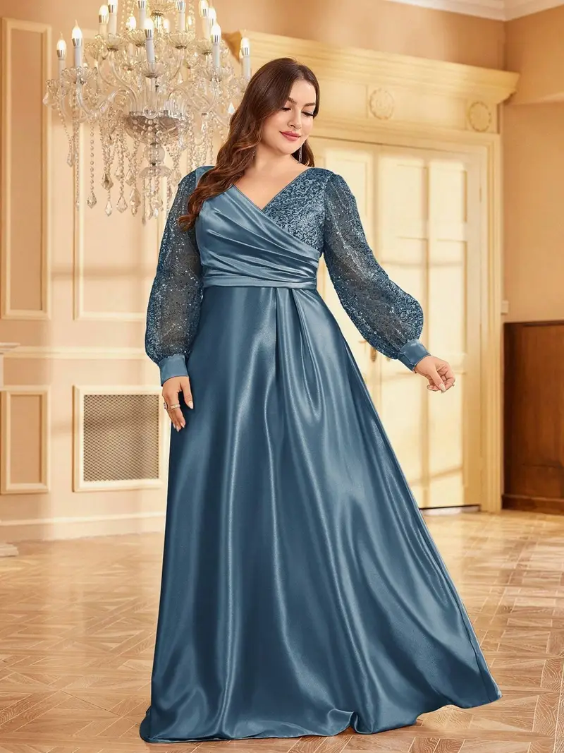 plus size plus size high quality satin sequined v neck a - Temu plus size plus size high quality satin sequined v neck a - Temu