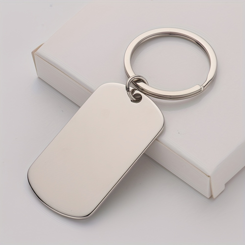 изображение предмета набор из 10 брелоков для ключей с собачьими тегами из нержавеющей стали, простой  , персонализируемые металлические кольца для ключей, непокрытые прочные бирки для гравировки, без плетения -   набор брелков для личного использования и подарков
