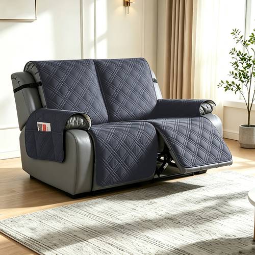 item picture 2pcs set 100 loveseat recliner cover non slip split recliner couch cover with elastic straps washable reclining sofa cover furniture protector