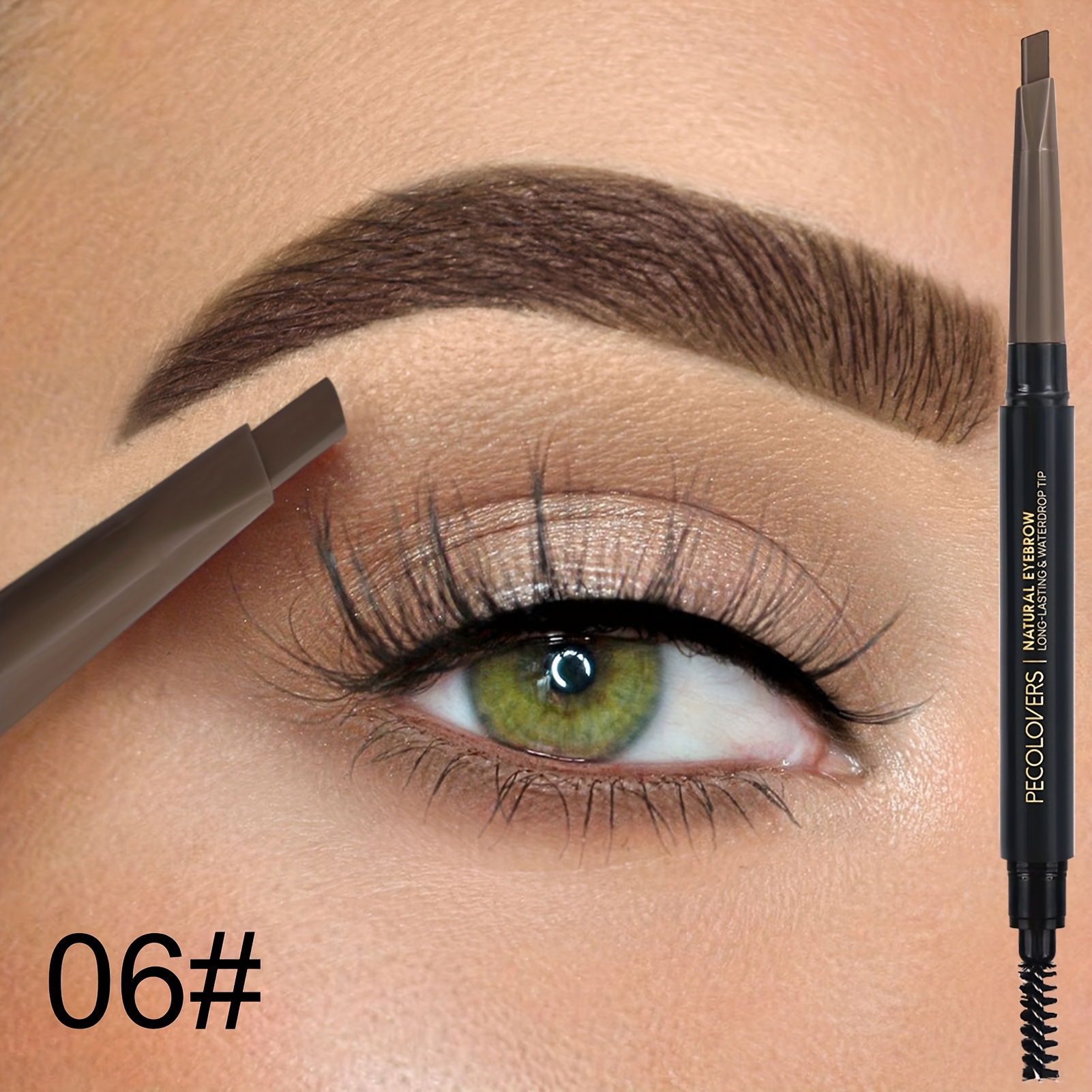 1pc Automatic Rotating Eyebrow Pencil | Triangle Double-headed Eyebrow Dye In Dark Brown, Light Brown, Taupe, Black - , Suitable For Types, Brand: Pecolovers