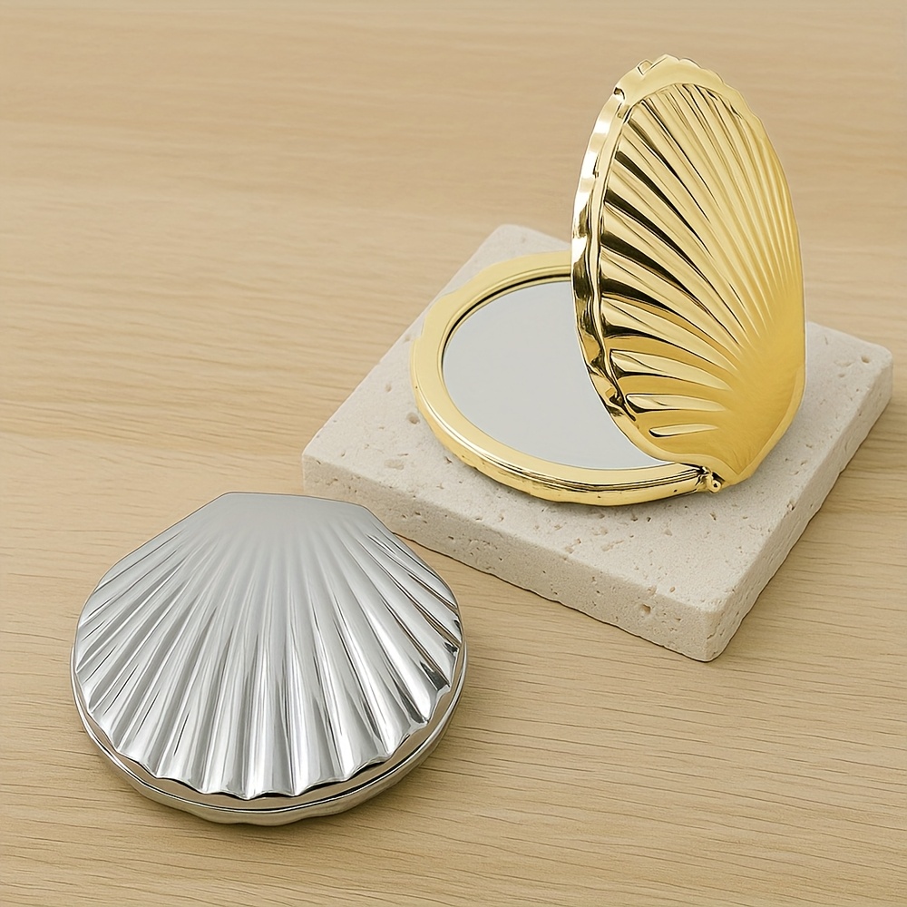 Shell-Style Compact Portable Handheld Makeup Mirror