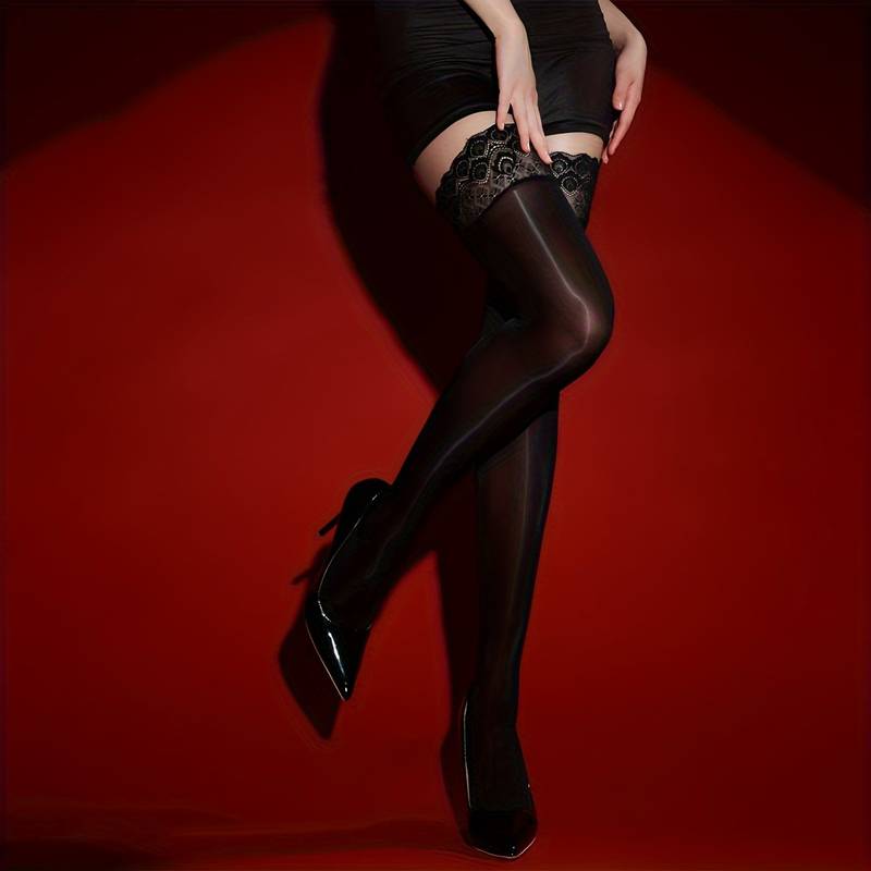 Bas De Cuisse Femme Avec Dentelle Et Bande Silicone Antidérapante - Transparent, Taille Unique, Confortable Pour Tous Les Jours, Fête