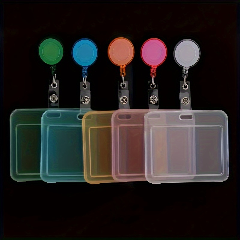 

10-pack Badge Holders With Retractable Reels, Durable Transparent Horizontal Id Card Sleeves With Easy Pull Keychain Clips For Teachers, Students, Office Staff - Identity & Key Card Holders