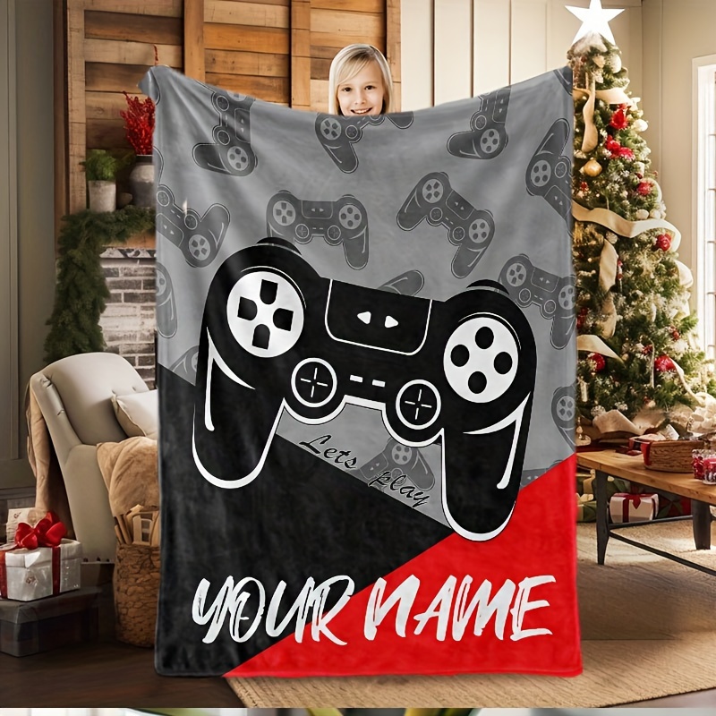 

Custom Gamer Blanket For Boys - Flannel Throw With Name, Bed & Couch - ,