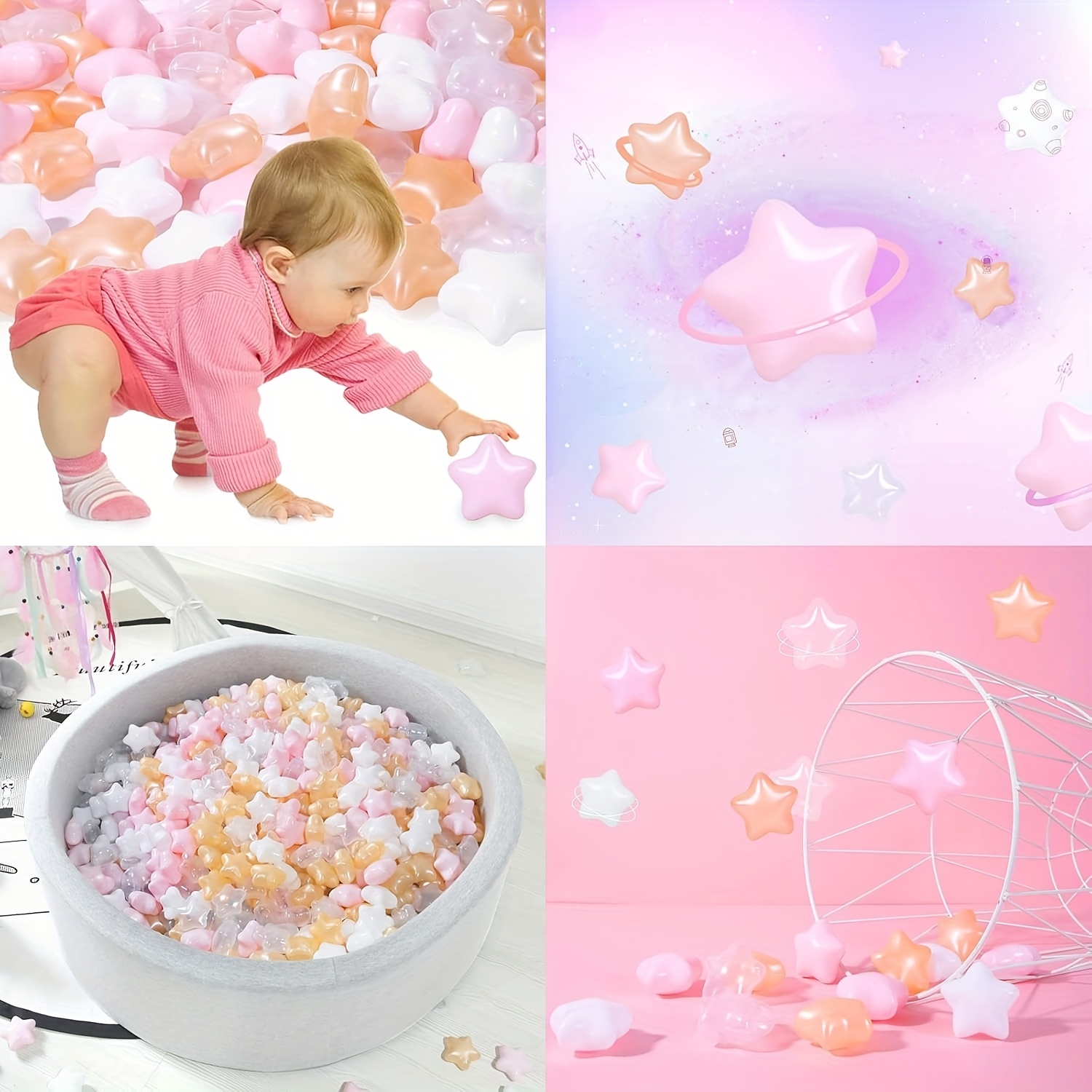 Star Ball Pit Balls for Toddlers -35pcs/120pcs Star Toy Plastic Balls Phthalate Free Non-Toxic Crush Proof Play Balls Play Tent Playpen Pool Playhouse Party Decoration.