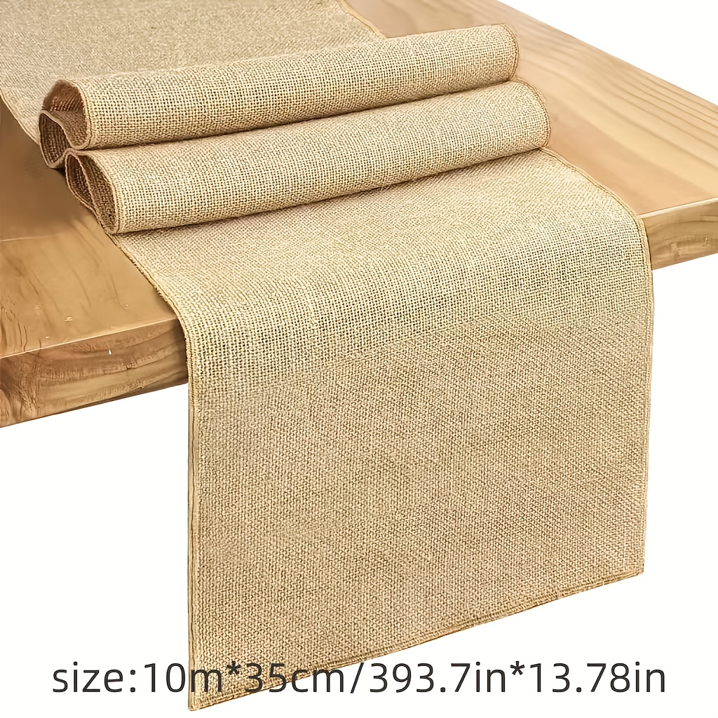 E-shop 20/10 Meter langes, 35 cm breites Natur-Jute-Stoffband – -Spitze Geschenkverpackung Weihnachten Vintage Hochzeitstischläufer Tischdecke, beige