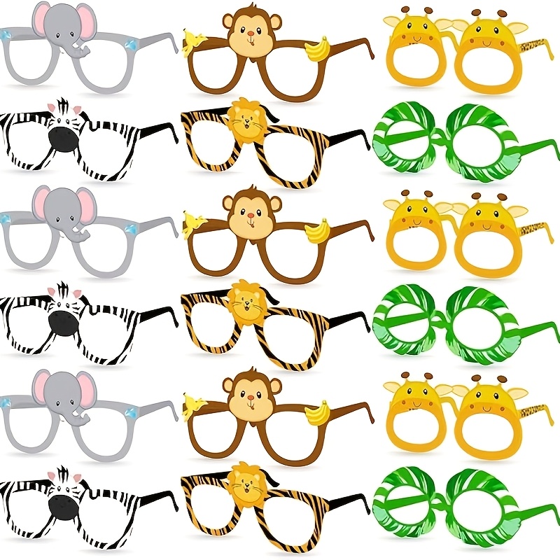 TEMU 24pcs Lunettes en Papier Animaux de Joyeux Anniversaire Cadeaux de Fête, Accessoires de Lunettes en Papier Animaux