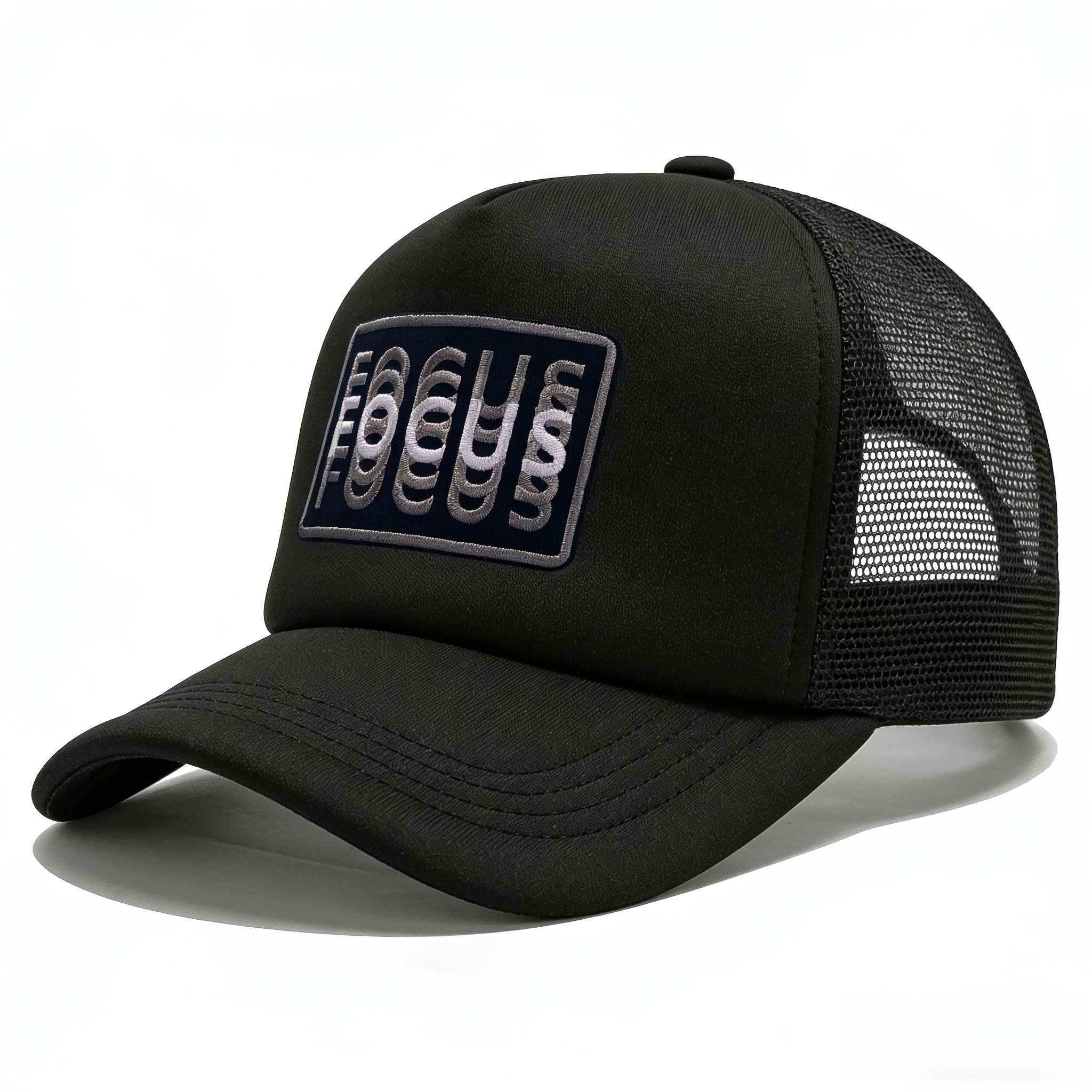 "FOCUS" Stacked 3D Effect Embroidered Patch Trucker Hat