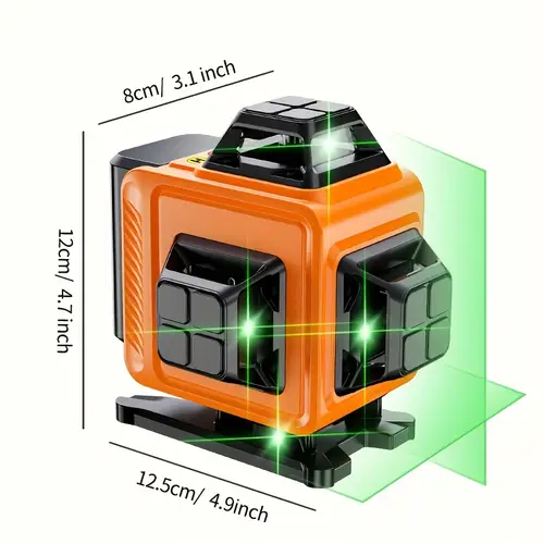 kuangfu 4d 16 line green laser self adjusting with rotating cross line measurement usb rechargeable 18650 battery 3 for construction hanging pictures precision engineering durable plastic 0 4 1mw laser construction equipment modern tool design lightweight tool
